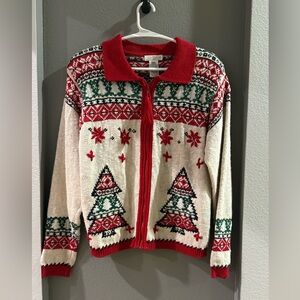 Vintage Yarnworks Festive Red and Cream Sweater